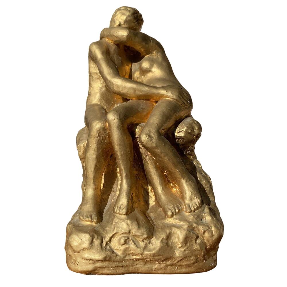 Marwal THE KISS Statue Gold SCULPTURE 1976 Replica 10.75 inch